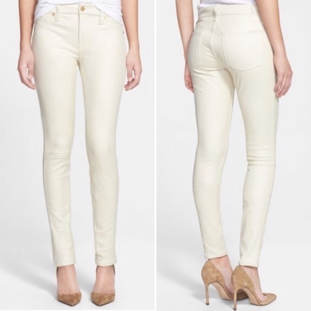 7 FOR ALL MANKIND Ivory Faux Suede Skinny Pants